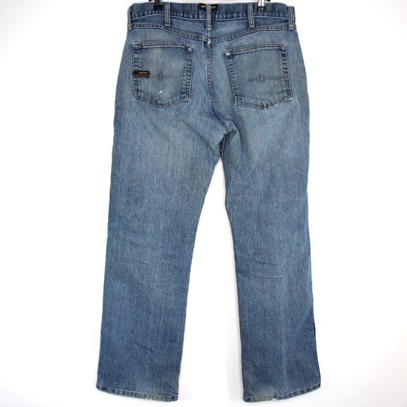 Ariat Mens 33 x 30 Rebar M4 Low Rise Bootcut Distressed Jeans O956 - Picture 4 of 6